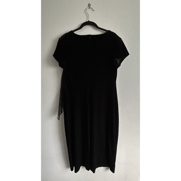 Elegant Black Velvet Dress Long with Cowl Neckline – Connected Petite, Size 14P - Picture 5 of 12